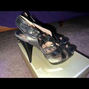 Michael Kors metallic strappy heels